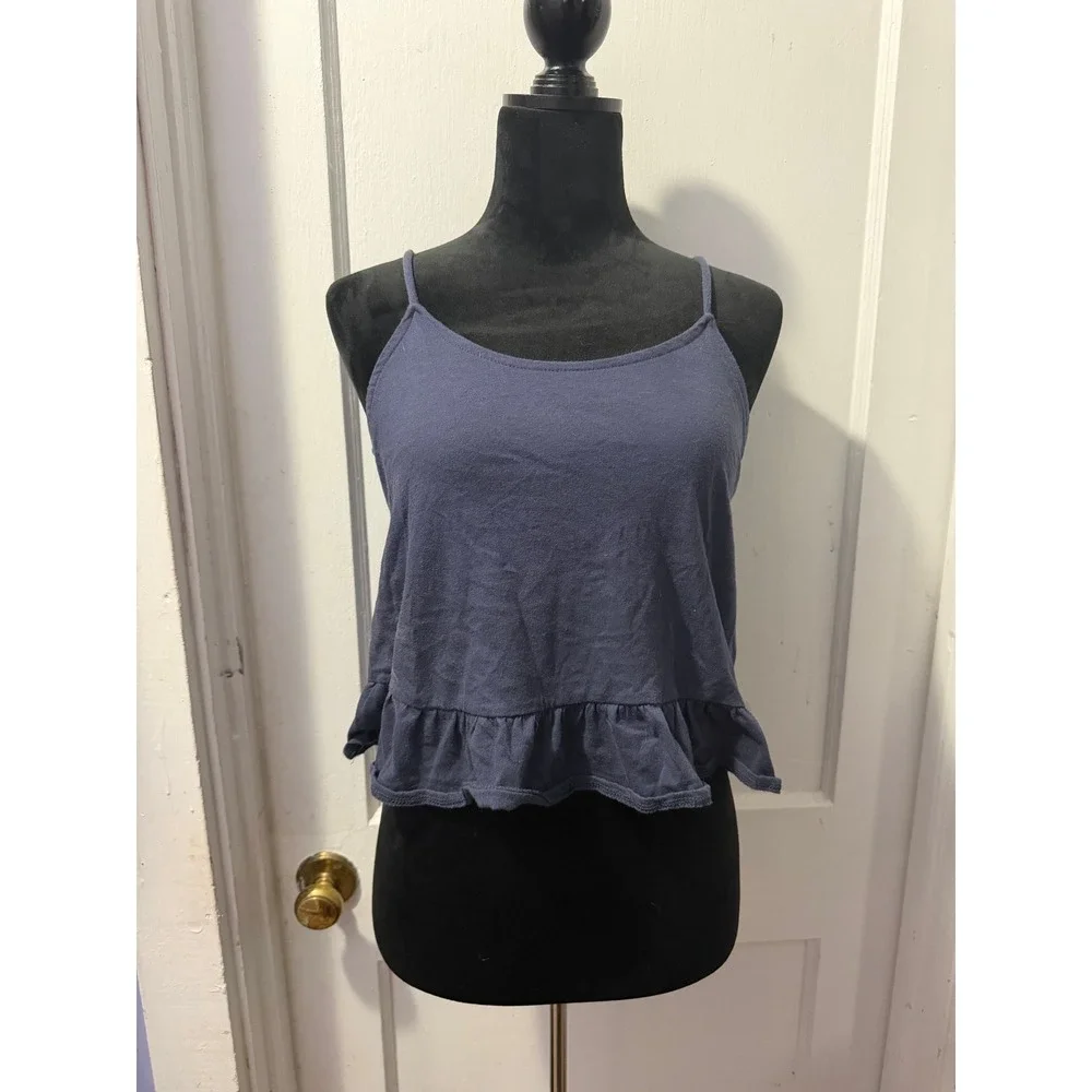 Old Navy Girls Blue Cropped Tank Top Ruffle Hem Cami Size XL 14-16